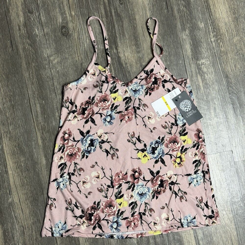 Vince Camuto Floral‎ Camisole Tank Top M Pink Boho Cottagecore Y2K NWT